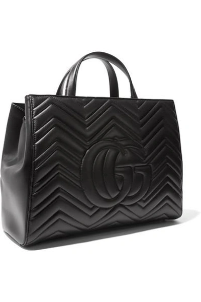 Shop Gucci Gg Marmont Medium Quilted Leather Tote In Black