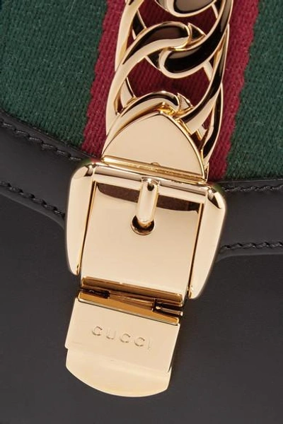 Shop Gucci Sylvie Small Chain-embellished Leather Shoulder Bag