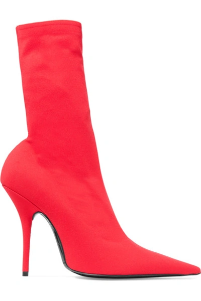 Balenciaga Knife Stretch-jersey Ankle Boots In Red