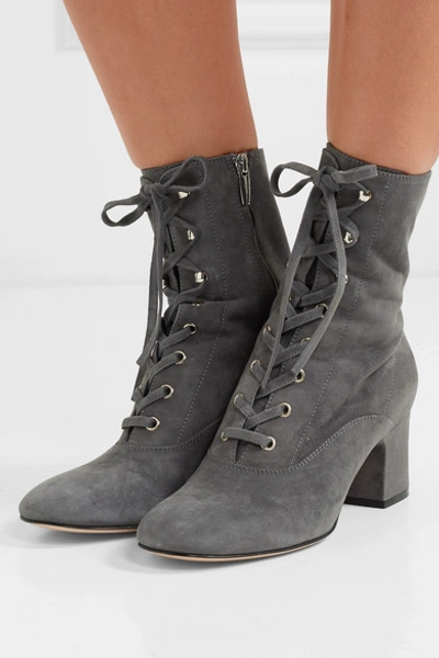Shop Gianvito Rossi 65 Lace-up Suede Boots