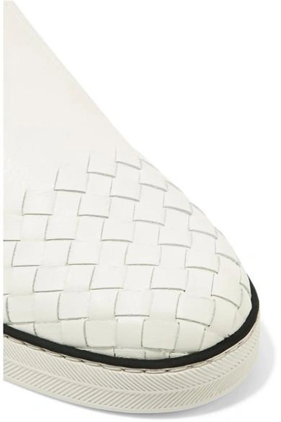 Shop Bottega Veneta Intrecciato Leather Sneakers In White