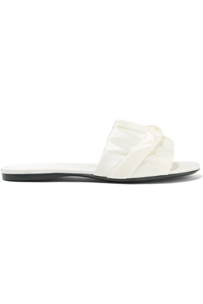 Shop The Row Ellen Ruched Satin Slides In White