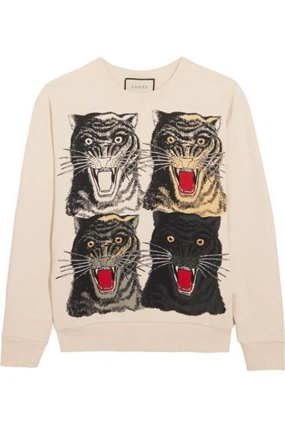 Shop Gucci Printed Cotton-jersey Sweatshirt