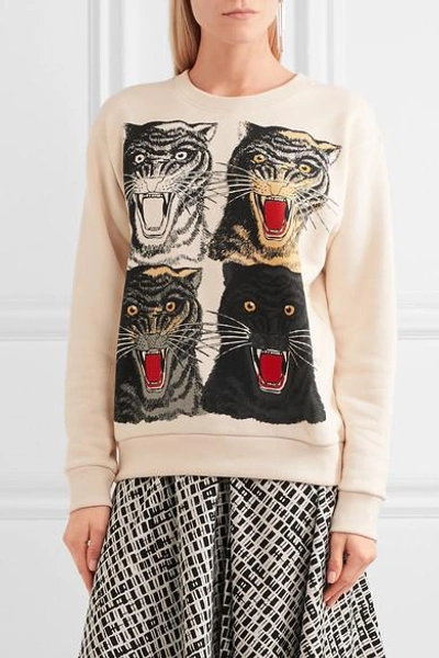 Shop Gucci Printed Cotton-jersey Sweatshirt