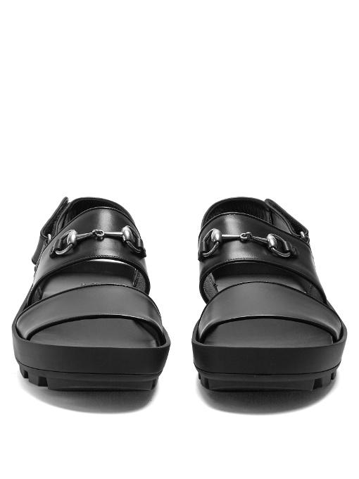 Gucci Sam Horsebit Sandals, Black, Uk 9 | ModeSens