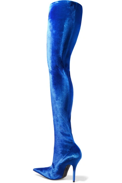 Shop Balenciaga Velvet Thigh Boots