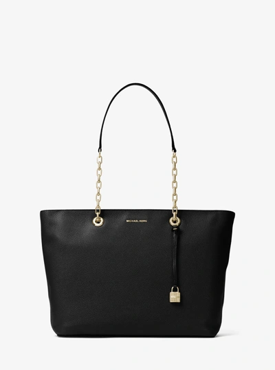 Michael Kors Mercer Chain-link Leather Tote In Black