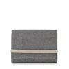 JIMMY CHOO BOW Anthracite Lamé Glitter Clutch Bag with Metal Bar