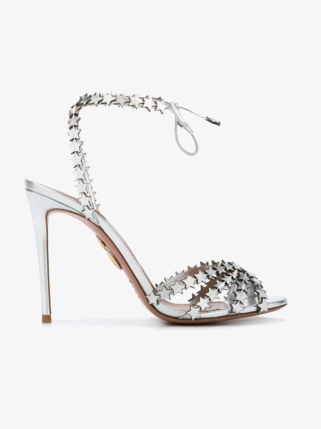 Aquazzura Silver Leather Starlight 105 Sandals In Metallic ModeSens