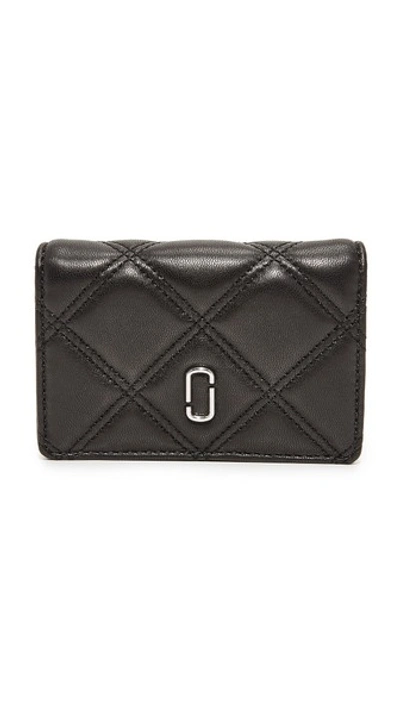 Marc Jacobs Double J Matelasse Compact Wallet In Black