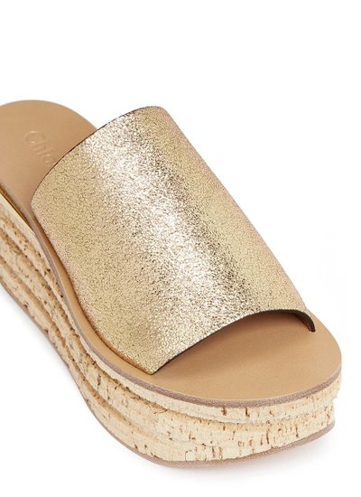 Shop Chloé 'camille' Cork Wedge Leather Slide Sandals