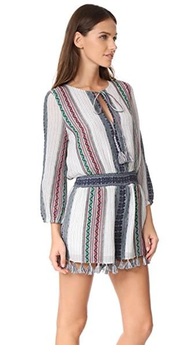 Shop Alice And Olivia Nance Embroidered Long Sleeve Romper In Multi
