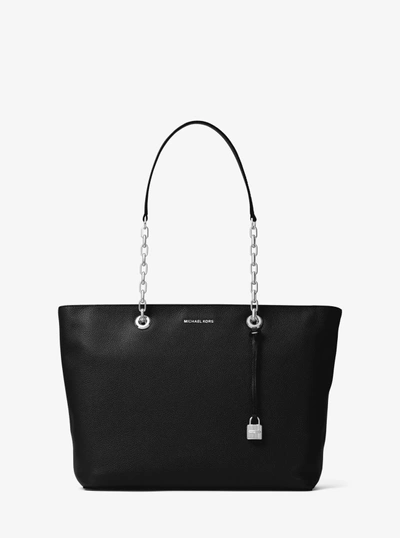 Michael Kors Mercer Chain-link Leather Tote In Black