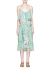 TEMPERLEY LONDON 'Chimera' bird and floral embroidered ruffle silk dress