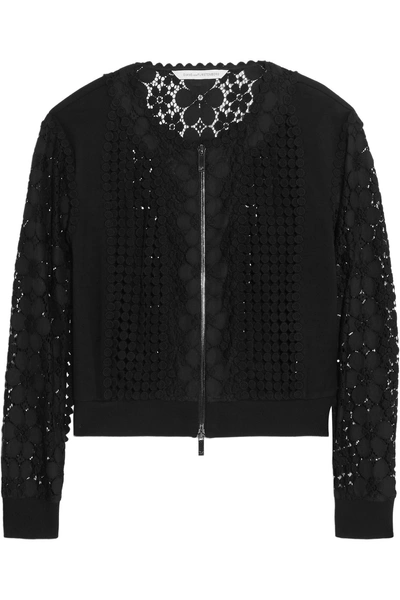 Diane Von Furstenberg Jessica Paneled Crocheted Lace And Jersey Jacket