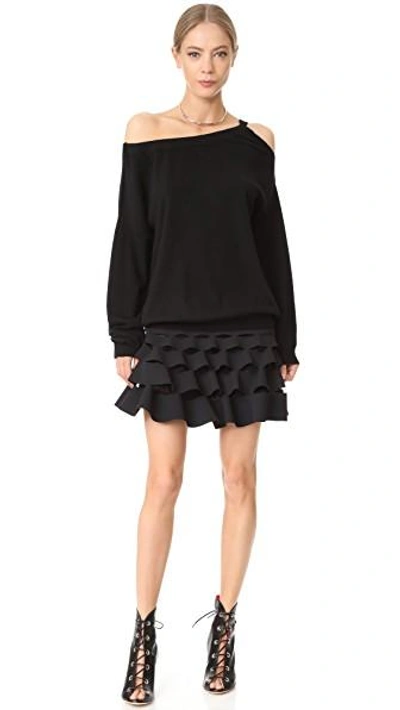 Shop Dion Lee Slash Ruffle Miniskirt In Black