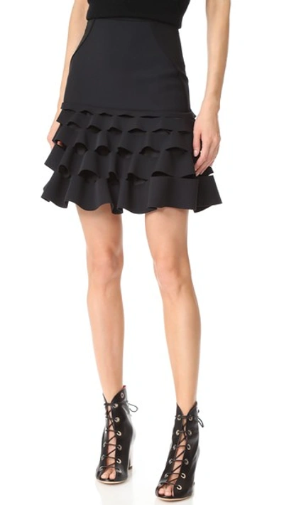 Dion Lee Slash Ruffle Mini Skirt In Black
