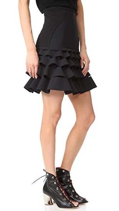 Shop Dion Lee Slash Ruffle Miniskirt In Black