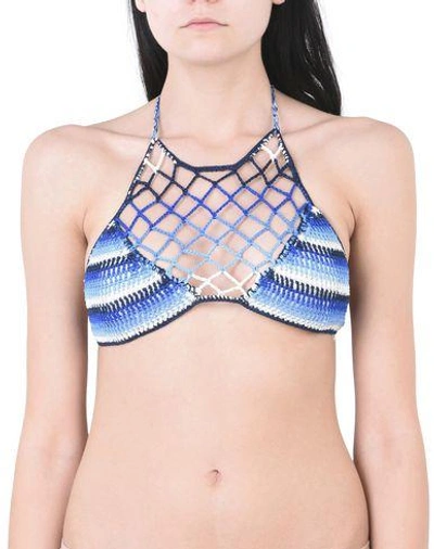 Shop Anna Kosturova Bikini Tops In Blue