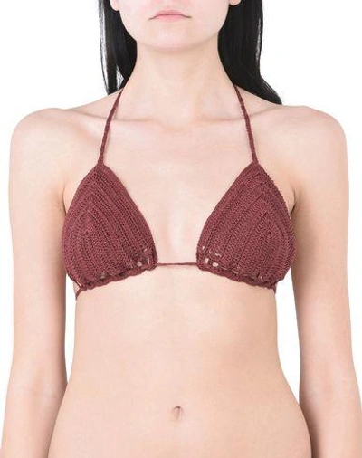 Shop Anna Kosturova Bikini Tops In Maroon