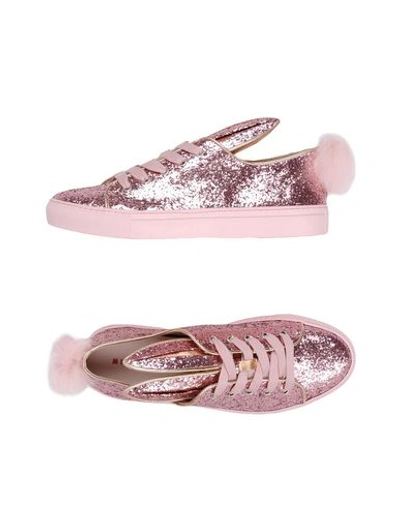 Minna Parikka 20mm Glitter Bunny Tail Sneakers In Pink