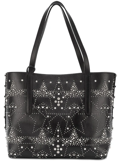 Jimmy Choo Twist East West Star Studded Leather Tote In Black