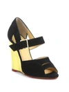CHARLOTTE OLYMPIA Marcella Suede & Metallic Wedge Sandals