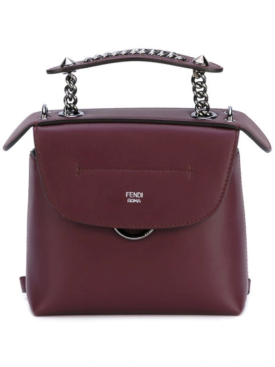 Fendi Back To School Leather Backpack/crossbody Bag In Red