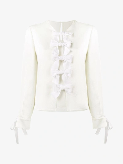 Shop Fendi Bow Embellished Blouse In White
