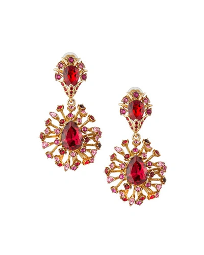 Oscar De La Renta Tiered Crystal Clip-on Drop Earrings, Hot Pink