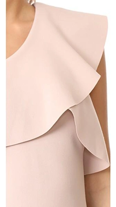 Shop Elizabeth And James Jerard One Shoulder Ruffle Dress In Biscuit