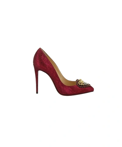 Christian Louboutin Women&#39;s  Burgundy Glitter Pumps' In Red