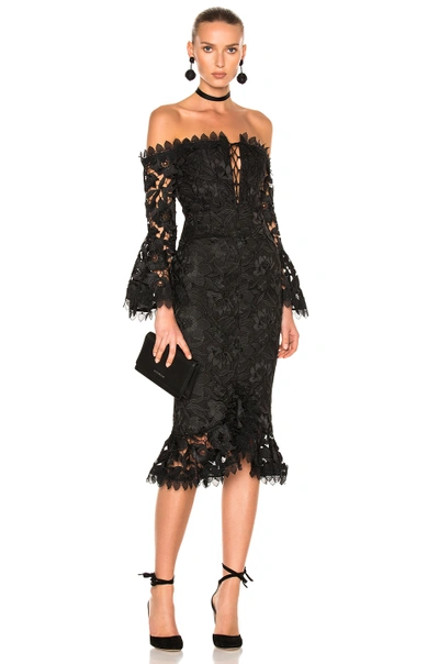 Nicholas Botanical Off-the-shoulder Lace Cocktail Dress In Black | ModeSens