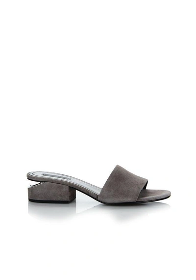 Shop Alexander Wang Exclusive Lou Suede Sandal With Rhodium In Gray