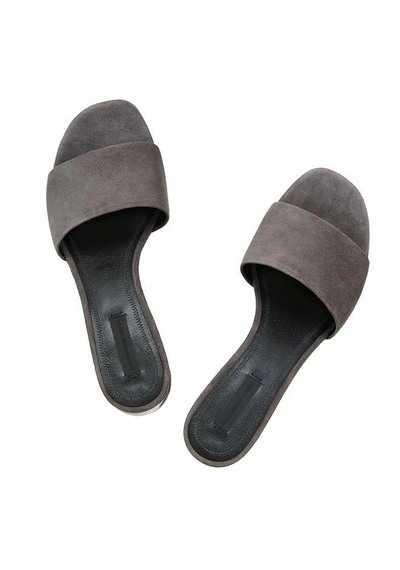 Shop Alexander Wang Exclusive Lou Suede Sandal With Rhodium In Gray
