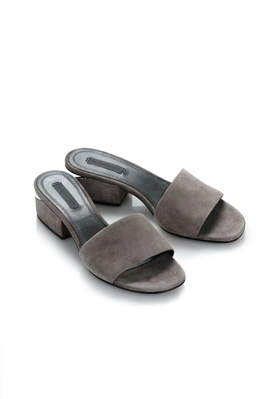 Shop Alexander Wang Exclusive Lou Suede Sandal With Rhodium In Gray