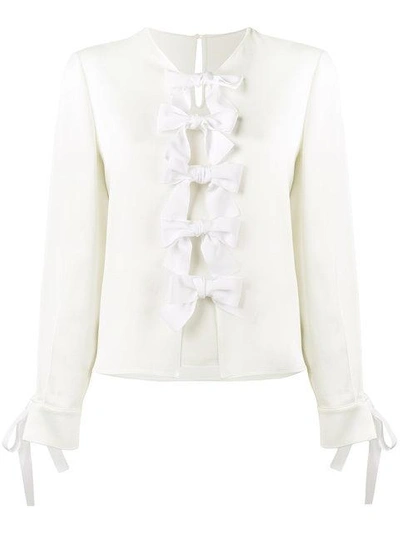 Shop Fendi Bow Embellished Blouse In White
