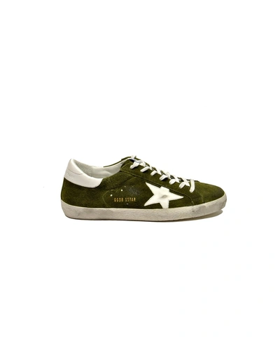 Golden Goose Men&#39;s  Green Suede Sneakers'