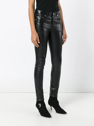 Shop Saint Laurent Skinny Biker Trousers - Black