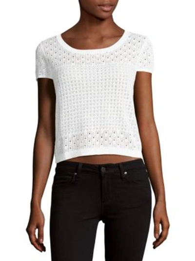 Alice And Olivia Ester Beaded Top In White Silver