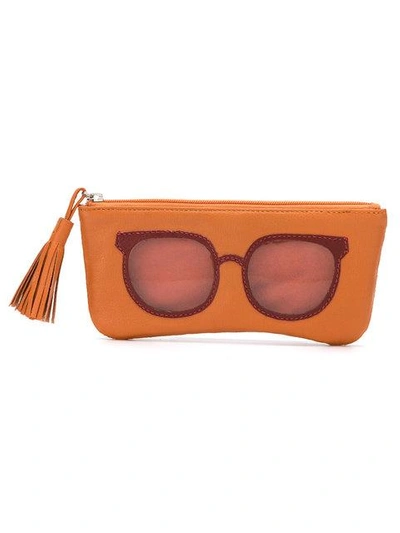Shop Sarah Chofakian Leather Glasses Case In Yellow
