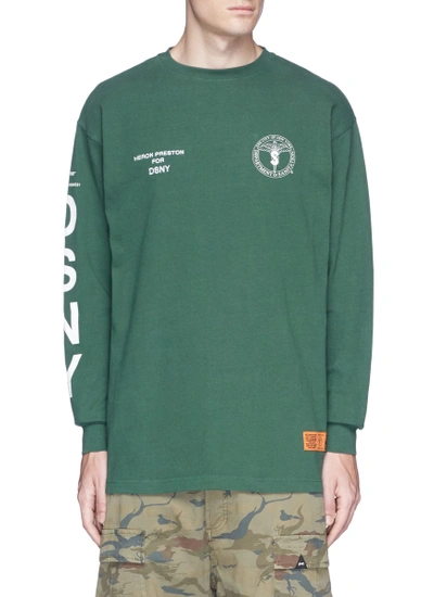 Shop Heron Preston X Dsny 'jersone' Logo Print Long Sleeve T-shirt