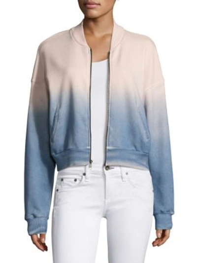 Feel The Piece Leland Dip-dye Bomber Jacket In Pink Rain Velvet