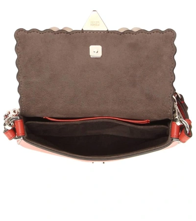 Shop Fendi Micro Baguette Leather Shoulder Bag In Red
