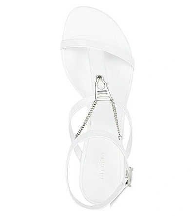 Shop La Perla Chain Leather Sandals In White