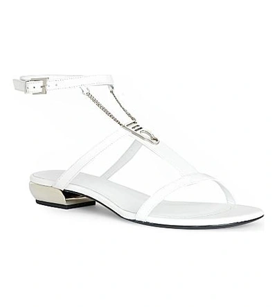 Shop La Perla Chain Leather Sandals In White