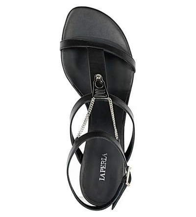 Shop La Perla Chain Leather Sandals In Black