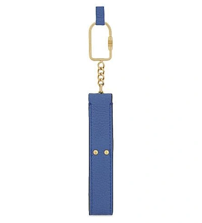 Shop Mulberry Looped Darley Leather Keyring In Porcelain Blue
