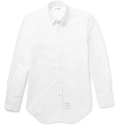 Shop Thom Browne Slim-fit Button-down Collar Cotton Oxford Shirt In White