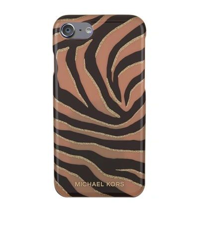 Michael Kors Zebra Iphone 7 Phone Case In Brown